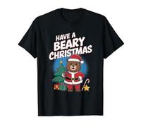 Have A Beary Christmas - Divertido Oso de Juego de Palabras de Navidad Camiseta gráfica económica, Hombre, Negro, M