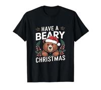 Have A Beary Christmas - Divertido Oso de Juego de Palabras de Navidad Camiseta gráfica económica, Hombre, Negro, M