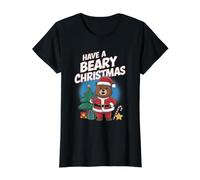 Have A Beary Christmas - Divertido Oso de Juego de Palabras de Navidad Camiseta gráfica económica, Mujer, Negro, M