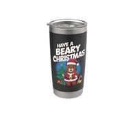Have A Beary Christmas - Divertido oso de juego de palabras de Navidad Vaso térmico de acero inoxidable de doble pared