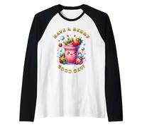 Have A Berry Good Day Kids, bonito boba de fresas kawaii japonés Camiseta Manga Raglan