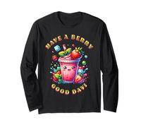 Have A Berry Good Day Kids, bonito boba de fresas kawaii japonés Manga Larga