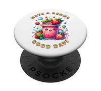 Have A Berry Good Day Kids, bonito boba de fresas kawaii japonés PopSockets PopGrip Adhesivo
