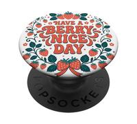 Have A Berry Nice Day Retro Cute Strawberry Groovy Aesthetic PopSockets PopGrip Adhesivo