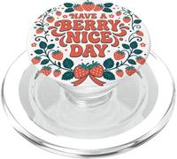 Have A Berry Nice Day Retro Cute Strawberry Groovy Aesthetic PopSockets PopGrip para MagSafe