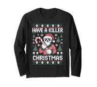 Have A Killer Christmas Funny Skull Santa Christmas Manga Larga