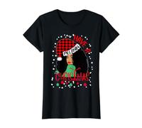 Have A Melanin Christmas Tartan Santa Sombrero Negro Queen Xmas Camiseta gráfica económica, Mujer, Negro, XL