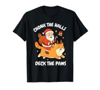 Have A Meowy Chonky Christmas, Divertido Gato Montando a Papá Noel Camiseta