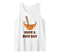 Have A Rice Day Funny Cute Kawaii Food Juego de Palabras Camiseta sin Mangas