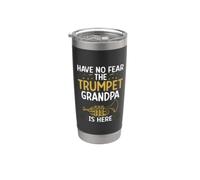 Have no Fear the Tumpet Grandpa is here Trompeta Vaso térmico de acero inoxidable de doble pared