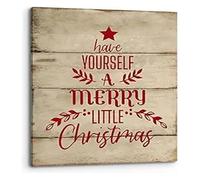Have Yourself a Merry Little Christmas Rustic Red Christmas Tree Wall Art Christmas Canvas Print Canvas Painting for Home Kids Room Bedroom Nursery Decor(Framed,12x18inch(30x45cm))
