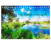 Havelland in Aquarell (Tischkalender 2026 DIN A5 quer), CALVENDO Monatskalender: Die typischen Landschaften an der Havel im Land Brandenburg