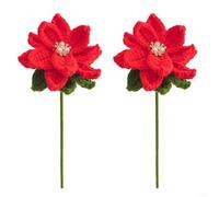 HavenDomicile Adorno de flor de Navidad hecho a mano con hilo de ganchillo, decoración festiva grande de 40 cm para corona de árbol o centro de mesa (C)