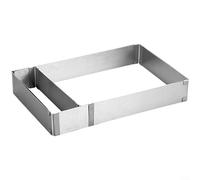 HavenDomicile Anillo de pastel ajustable de acero inoxidable cuadrado y rectangular, marco de mousse, herramienta para hornear pasteles de esponja y pizzas (1 juego)