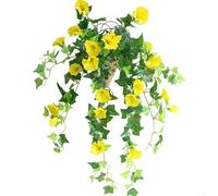 HavenDomicile Flores artificiales de ratán artificial para colgar en la pared, decoración floral para el hogar, oficina, balcón (amarillo)