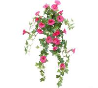 HavenDomicile Flores artificiales de ratán artificial para colgar en la pared, decoración floral para el hogar, oficina, balcón (rojo rosa)