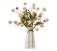 HavenDomicile Flores artificiales de seda de crisantemo de 52 cm, decoración floral sintética para exhibición de bodas y salas de estar (gris-blanco)