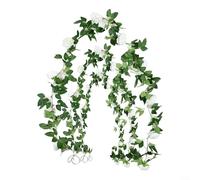 HavenDomicile Guirnalda de flores artificiales de peonía para mujer, enredadera de seda, 2,2 m, hojas realistas, decoración del hogar, fiesta, boda (blanco)
