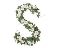 HavenDomicile Guirnalda de ratán de flores artificiales de 200 cm, color blanco y rosa para decoración de bodas y decoración floral de patio (blanco)