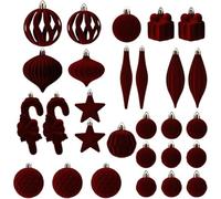 HavenDomicile Juego de adornos de terciopelo para árbol de Navidad, 28 piezas surtidas y decoraciones decorativas colgantes para el hogar festivo de vacaciones (café)