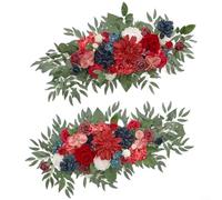 HavenDomicile Juego de flores de arco de boda para exteriores para celebraciones de estilo occidental, hechas de rosas artificiales de seda realistas para decoración de ceremonias (rojo)