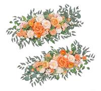 HavenDomicile Juego de flores de arco de boda para exteriores para celebraciones de estilo occidental, hechas de rosas artificiales de seda realistas para decoración de ceremonias (naranja)