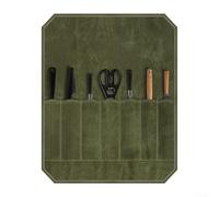 HavenDomicile Portaequipajes de lona encerada con bolsillo extra ancho para cuchillas más grandes, para chefs profesionales, como lo muestra la imagen, army green