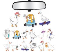 HavenFlourish Ambientador para coche, 12 unidades, diseño de ganso tonto, diseño de doble cara, ambientador de aroma colgante, 4 olores, hielo negro, difusor de aroma a vainilla para coche, accesorios