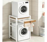 HavenGlide Estantería para lavadora con estante de 75 x 65 x 105 cm - Armario para lavadora con secadora, estante sobre lavadora, capacidad de carga 350 kg (blanco)