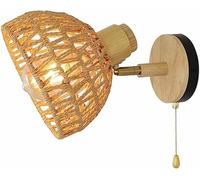 HAvern Aplique de Pared Lámpara de Pared de ratán Natural con Interruptor Aplique de Pared Plegable para mesita de Noche Pantalla de Mimbre Tejida a Mano Linterna de Pared Ángulo ajustabl