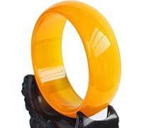 HAvern Brazalete de jade amarillo natural para mujer, brazalete redondo de jade, con joyero, 56-64 mm (Tamaño : 64 mm) (Onecolor 58 mm) (58 mm Jade,Yellow)
