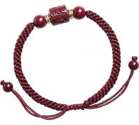 HAvern Pulsera Cinabrio natural Seis palabras verdaderas Pulsera de hilo rojo Nafu Buena suerte para mujeres Reiki Chakra Pulseras de cuarzo Talismán para la prosperidad Dinero Metafísica Joyería