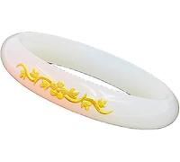 HAvern Pulsera de Jade Pulsera de Jade para Mujer, Pulsera de Jade Blanco Natural con Incrustaciones de Ciruela en Oro Puro, Pulsera de Jade étnica, para mamá y Novia, con joyero, 60-64 m