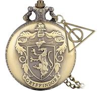 HAvern Reloj de Bolsillo mecánico Vintage, Reloj de Bolsillo de Cuarzo Escolar, Collar Retro analógico, Cadena Colgante, Reloj para Hombre y Mujer, Accesorio de Regalo (Gryffindor)