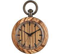 HAvern Reloj de Bolsillo mecánico Vintage, Reloj Simple, Cadena de Reloj de Bolsillo de Madera, Esfera Redonda de Madera Retro, analógico, 12 Horas, Reloj de Bolsillo de Cuarzo, Coleccion