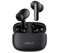Havit Auriculares inalámbricos Bluetooth V5.3 con estéreo HiFi, graves profundos, controlador de 10 mm, micrófonos duales con ENC para llamadas claras, reproducción de 20 horas, control táctil
