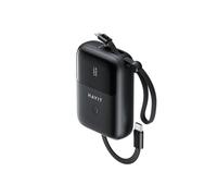 HAVIT Banco de energía de 10000 mAh con cable integrado, cargador portátil de carga rápida con cables USB-C y Lightning, batería externa compacta para iPhone, Samsung, viajes y camping, color negro