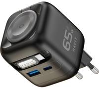 havit Cargador USB-C de 35 W con cable retráctil GaN de 4 puertos, cargador retráctil con cable de carga para Apple Watch Ultra/10/9/SE, iPhone 16/15, iPad, tableta, Galaxy S-A (65 W)