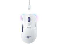 Havit MS966WB - Ratón inalámbrico para videojuegos (2,4 GHz, USB A y USB-C), 7 botones, 800-1600-2400-3200-6000-10000 DPI, color blanco