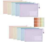 Havnidy Carteras de plástico A5, 10 bolsas con cremallera, bolsas con cierre de cremallera, billetera de malla para documentos, carteras con cremallera A5 para escuela, oficina, hogar y almacenamiento