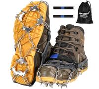 HAVNIDY Crampones, Garras de Hielo para Zapatos y Botas, Garras de Nieve con 19 Puntas de Acero Inoxidable para Senderismo, Pesca y Paseos en Invierno (L)