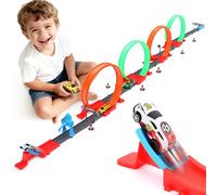 Havnidy Pista de Carreras para niños, Juguete de Coche con 4 bucles de 360° y 3 Coches de retracción rápida, Juguete de Pista Regalo para niños a Partir de 3, 4, 5, 6 años