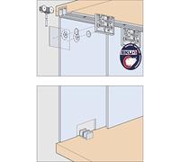 HAWA Clipo 16 GS IS - Herraje para 2 puertas correderas de cristal (1000 x 1400 mm, hasta 16 kg)