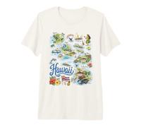 Hawái, HI, USA Pacífico Mapa Iconos Camiseta Premium