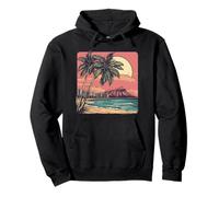 Hawái Oahu Honolulu Waikiki Volcán Surf Retro Sudadera con Capucha