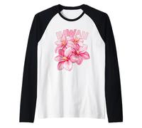 Hawaiano Hibisco Flor Hawaii Maui Kauai Aloha Surfer Camiseta Manga Raglan
