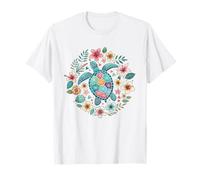 Hawaiano Tortuga Marina Tropical Hibisco Plumeria Flores Playa Camiseta