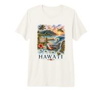 Hawaii Acuarela Tropical Island Paradise Design Camiseta Premium