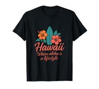 Hawaii Aloha Lifestyle Tabla de Surf de Hibisco Tropical Camiseta