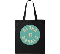 Hawaii Aloha Mahalo Hi - Bolsa de algodón ecológico natural, color negro, Black, Talla única